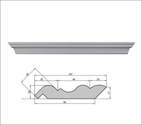 Карниз 900 Луиза-2 эмаль, Серый /МР/