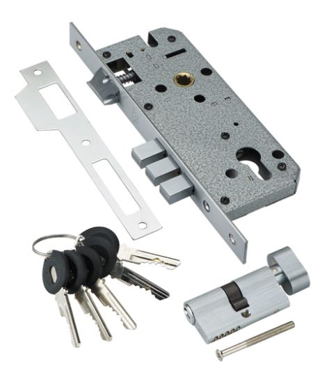 Замок врезной с секретным цилиндром 60мм.5 кл. ADDEN BAU. LOCK 4585 5-60B D CHROME (цвет ХРОМ БЛЕСТЯЩИЙ)