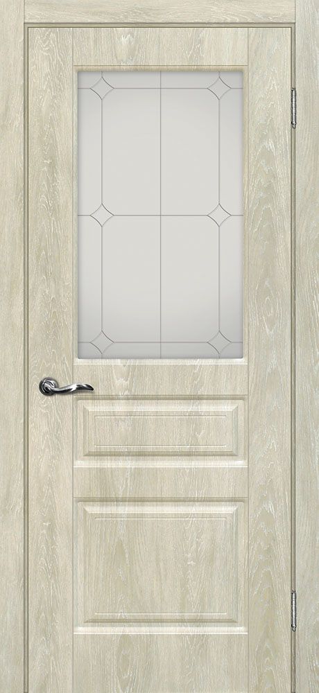 Версаль-2 шале PVC дуб седой ДО 2000х600 стекло сатинат, контурный полимер серебро