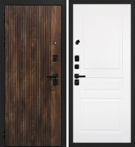 ДМ Лофт-1 муар черн,замкиKale,налич.ЧЕРН.ШАГР(Вертик.Дуб коньяк/Smalta-01 эмаль Ral9003 Белый) 860ПР