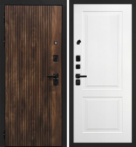 ДМ Лофт-1 муар черн,замкиKale,налич.ЧЕРН.ШАГР(Вертик.Дуб коньяк/Smalta-Line04 Ral9003 Белый) 860 Л