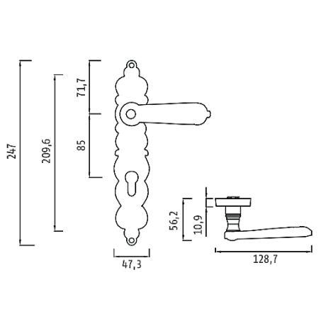 Ручка ARABESCO S.GOLD (CL) (на планке под ключевой цилиндр, матовое золото)
