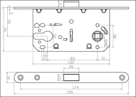 Защёлка врезная магнитная под ключевой цилиндр ADDEN BAU KEY-5085 MAG NICKEL (цвет НИКЕЛЬ)