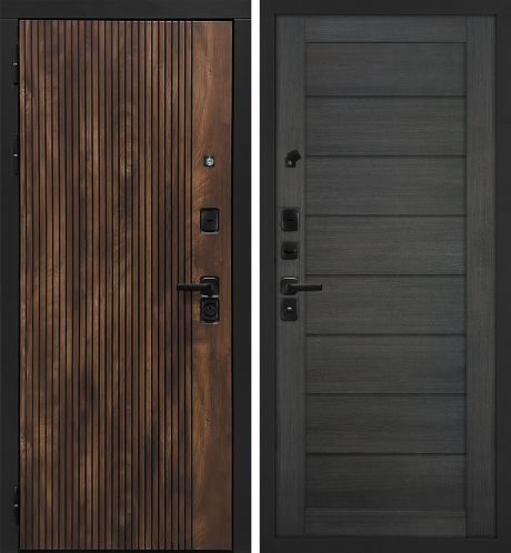 ДМ Лофт-1 муар черн,замкиKale,налич.ЧЕРН.ШАГР(Вертик.Дуб коньяк/ТЕХНО 708 грей гл.вст.) 960ПР