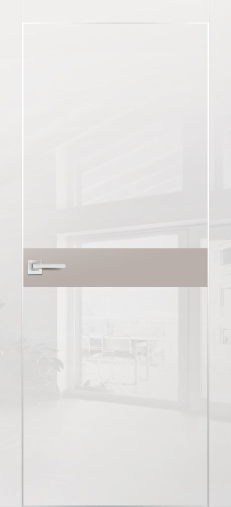 HGX-13 PET белый глянец, 900*2000 стекло латте мателак /врезка под петли и замок AGB/, 2отв.