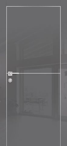 HGX-19 PET графит глянец, 550*1900 Al-молдинг 5мм/врезка под петли и замок AGB/ Al-кромка с 4-х ст