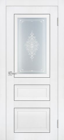 PST-29 Soft-touch, белый бархат ДО800*2000 ст. сатинат закаленное, Кристалайз