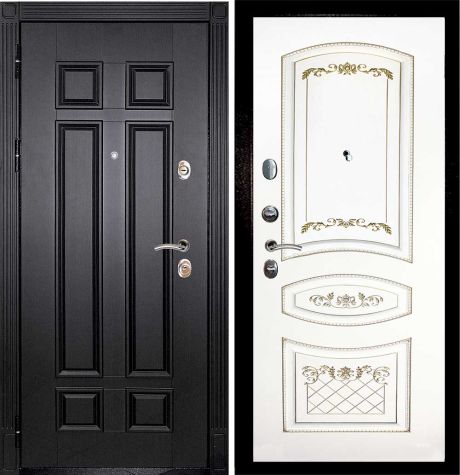 ДМ Гера-2 шагрень черн.замки Kale (Венге ФЛ-2507/Smalta-05 эмаль Ral9003 Белый патина золото)/ 860 Л