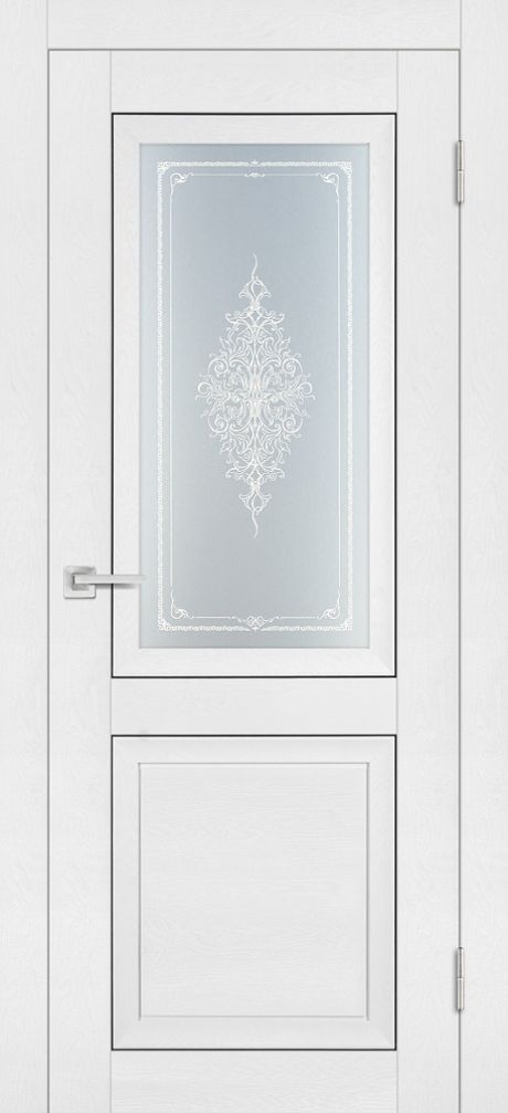 PST-27 Soft-touch, белый ясень ДО700*2000 ст. сатинат закаленное, Кристалайз