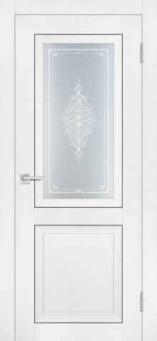 PST-27 Soft-touch, белый бархат ДО800*2000 ст. сатинат закаленное, Кристалайз
