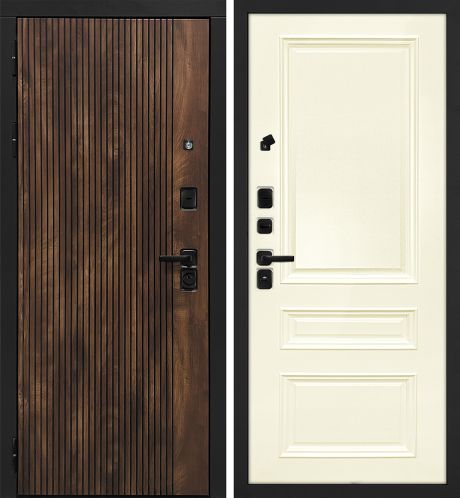 ДМ Лофт-1 муар черн,замкиKale,налич.ЧЕРН.ШАГР(Вертик.Дуб коньяк/Smalta-06 Ral1013 Слон.кость ) 960ПР