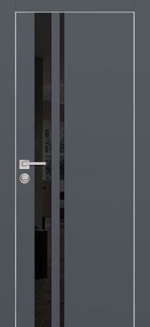 PX-16 PP графит, 700*2000 зеркало тонированное /врезка под петли и замок AGB/ Al кромка с 4-х ст
