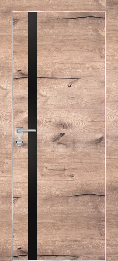 PX-8 PP дуб пацифик, 900*2000 черный мателак /врезка под петли и замок AGB/ Al-кромка с 4-х ст