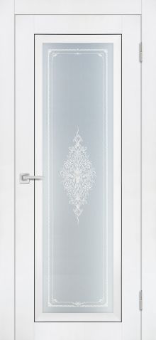 PST-25 Soft-touch, белый бархат ДО800*2000 ст. сатинат закаленное, Кристалайз