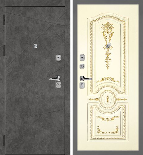 ДМ Урбан-127 муар серый Kale/Border(Бетон темный ФЛ-127/Smalta-11 Ral1013 Cлон.кость пат.золот)980 Л