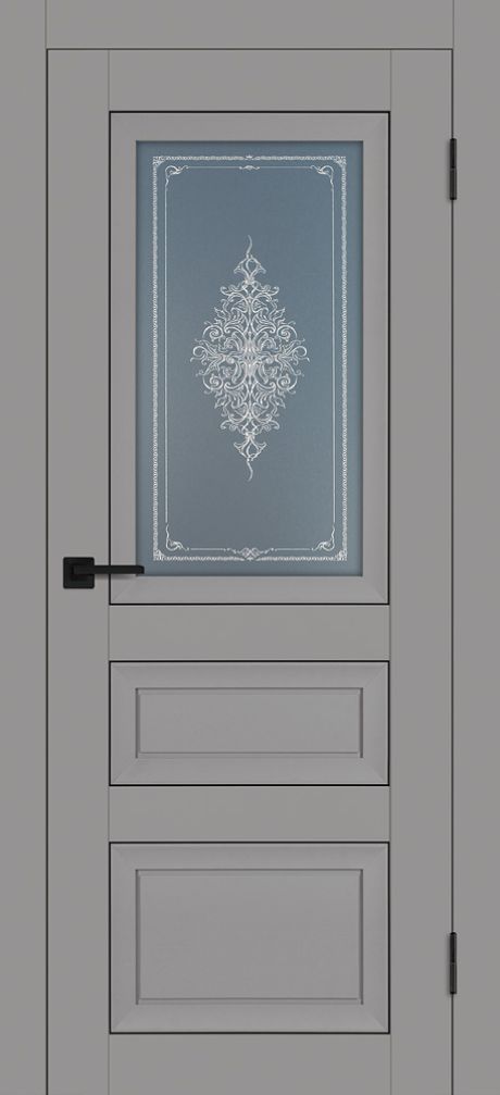 PST-29 Soft-touch, серый бархат ДО800*2000 ст. сатинат графит закаленное, Кристалайз