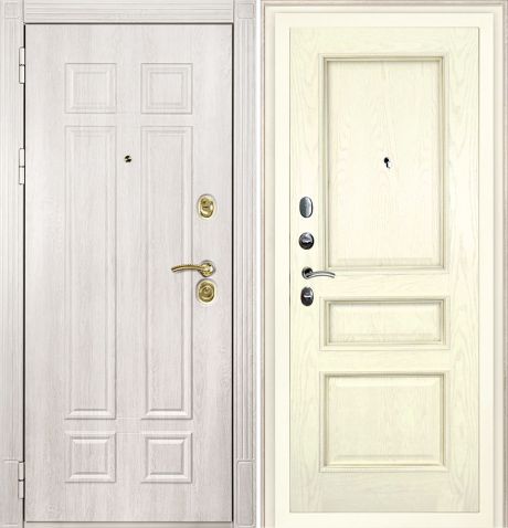 ДМ Гера-2 шагрень RAL1013, замки Kale (Дуб филад.крем ФЛ-2507/Фрейм-03 шпон Ясень бисквит) / 960 ПР