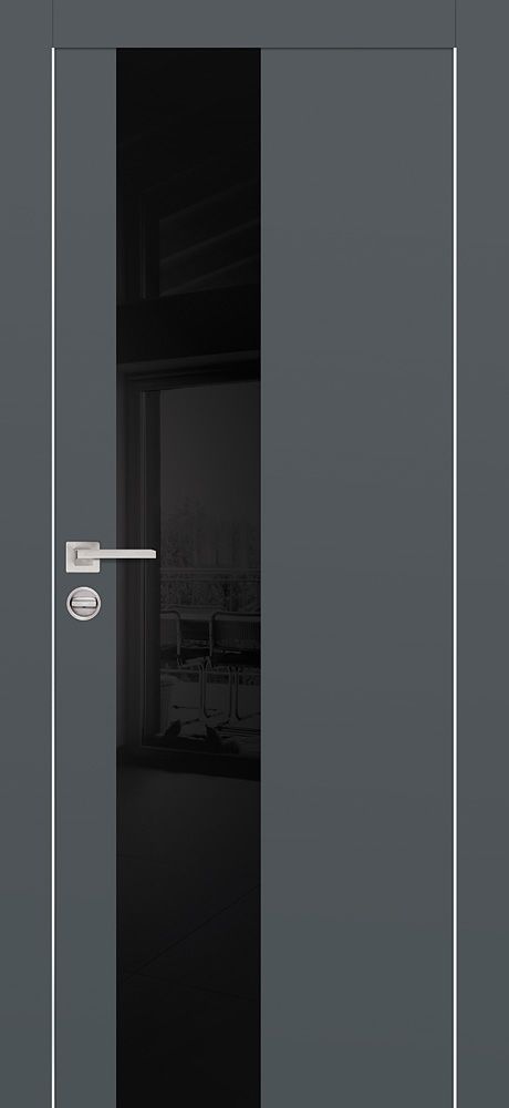 PX-6 PP графит, 700*2000 стекло черный лакобель /врезка под петли и замок AGB