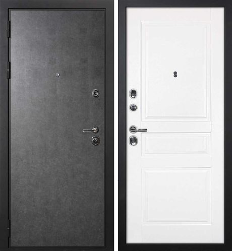 ДМ П-2/1 черный муар,замки Kale (ФП гладкая штукатурка графит/Smalta-01 эмаль Ral9003 Белый) 960 Л