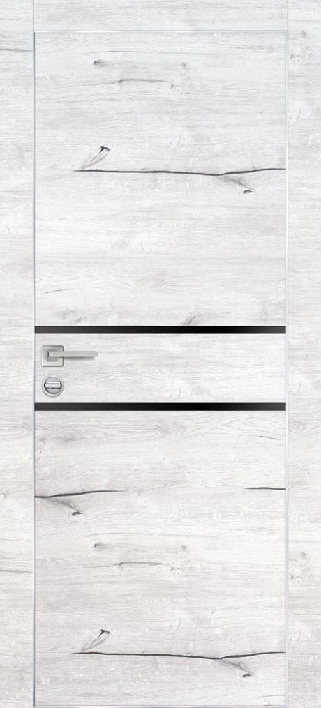 PX-18 PP дуб арктик, 550*1900 черный мателак /врезка под петли и замок AGB/ Al-кромка с 4-х ст