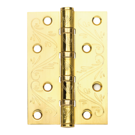 Петля универсальная с четырьмя подшипниками ADDEN BAU. 100X70X2.5 4BB FLO SATIN GOLD (цвет МАТОВОЕ ЗОЛОТО, цветочный орнамент)