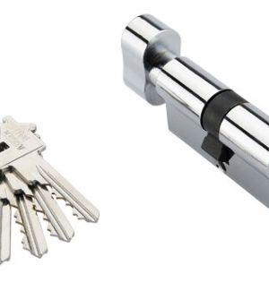 Ключевой цилиндр 60мм. 5 кл. ADDEN BAU. CYL 5-60 KNOB CHROME (цвет ХРОМ БЛЕСТЯЩИЙ)