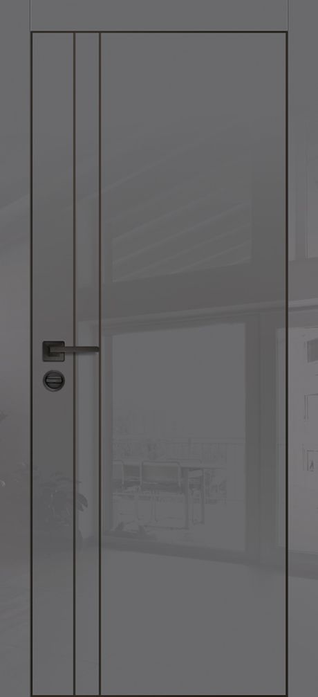 HGX-20 PET графит глянец, 700*2000 черный -молдинг 5мм/врезка под петли и замок AGB/ чкрная кромка