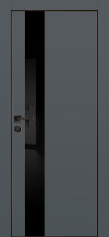 PX-10 PP графит, 700*2000 стекло черный лакобель /врезка под петли и замок/ черная кромка с 4-х ст