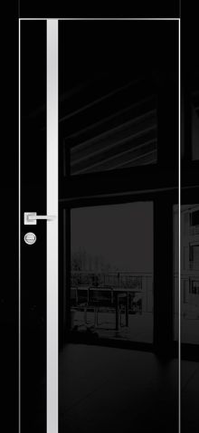 HGX-8 PET черный глянец, 800*2000 стекло белый мателак /врезка под петли и замок AGB/