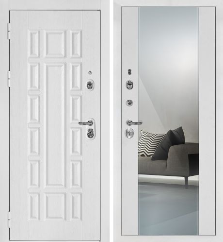 ДМ Квадро-124 белая шагрень,Kale252R/Border(Белый дуб факт.ФЛ-124/PR-71 Z Белоснежный,зеркало)980ПР