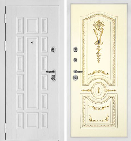 ДМ Квадро-124 бел.шагрень,Kale 252R/Border(Белый дуб факт.ФЛ-124 /Smalta-11Cлон.кость пат.зол.)860ПР