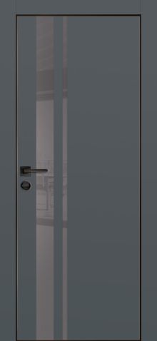 PX-16 PP графит, 800*2000 стекло серый лакобель /врезка под петли и замок/ Черная кромка с 4-х ст