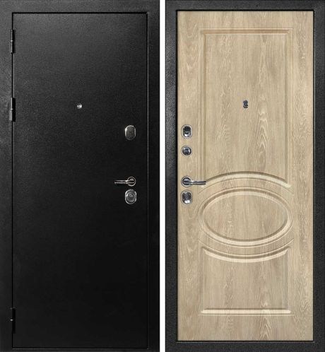 ДМ С-1 титан, замки Гардиан (металл гладкий/ Сиена-1 шале PVC дуб песочный) 860 Л