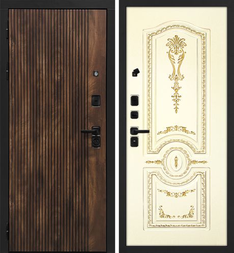 ДМ Лофт-1 муар черн,замкиKale,налич.ЧЕРН.ШАГР(Вертик.Дуб коньяк/Smalta-11Ral1013 Cл.к. пат.зол)960ПР