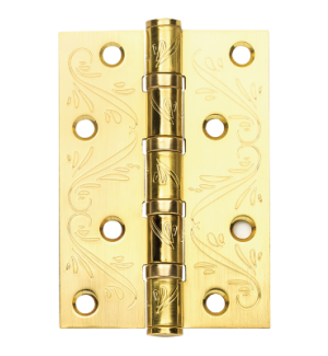 Петля универсальная с четырьмя подшипниками ADDEN BAU. 100X70X2.5 4BB FLO SATIN GOLD (цвет МАТОВОЕ ЗОЛОТО, цветочный орнамент)