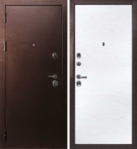 ДМ С-3 антик медь, замки Гардиан (металл гладкий/ гладкая, PP дуб скай белый) 860 Л