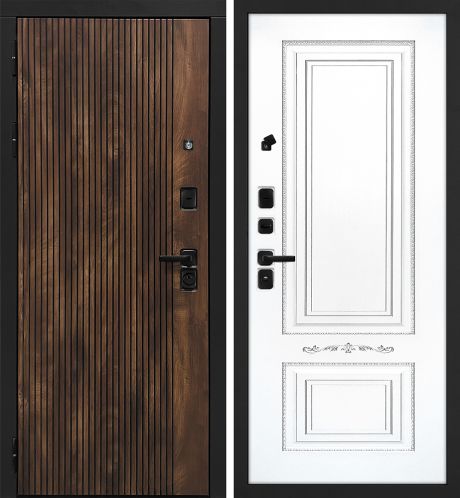 ДМ Лофт-1 муар черн,замкиKale,налич.ЧЕРН.ШАГР(Вертик.Дуб коньяк/Smalta-04 Ral9003Белый пат.сер)960ПР