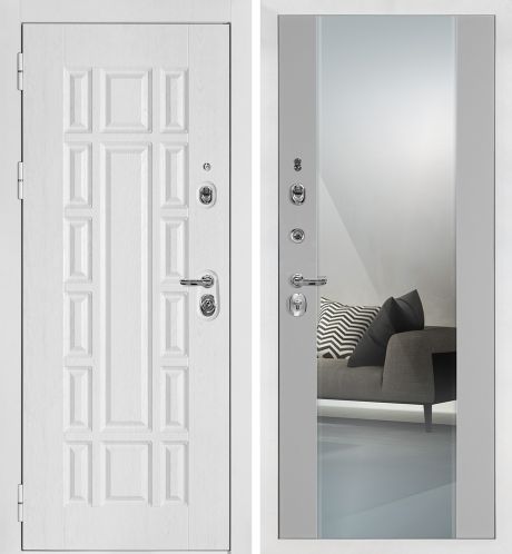 ДМ Квадро-124 белая шагрень, Kale 252R/Border (Белый дуб факт. ФЛ-124 /PR- 71 Z Агат,зеркало) 980 Л