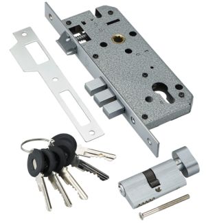 Замок врезной с секретным цилиндром 60мм.5 кл. ADDEN BAU. LOCK 4585 5-60B D CHROME (цвет ХРОМ БЛЕСТЯЩИЙ)
