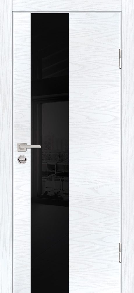 P-6 NEW PP дуб скай белый, 900*2000 стекло черный лакобель