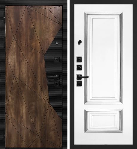 ДМ Лофт-2 шагр,черн,замкиKale(СБ101 Дуб коньяк,пат,кварц/Smalta-08 Ral9003 Белая пат.серебро) 860Л