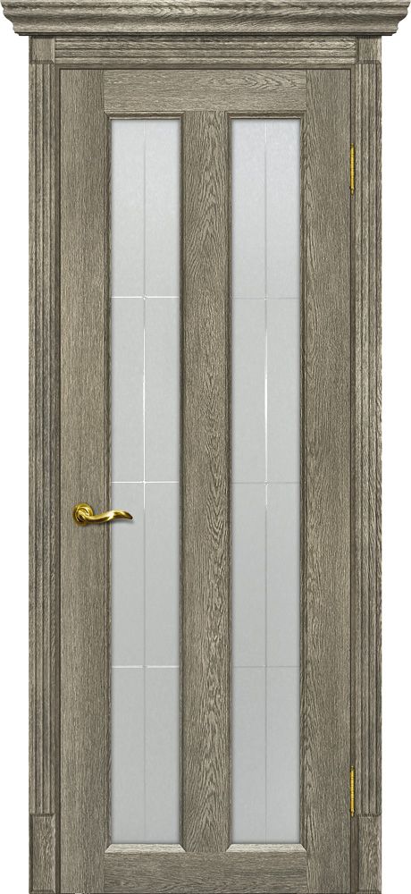 Тоскана-5 nanotex гриджио ДО 2000х700 стекло сатинат, контурный полимер рисунок "Решетка"