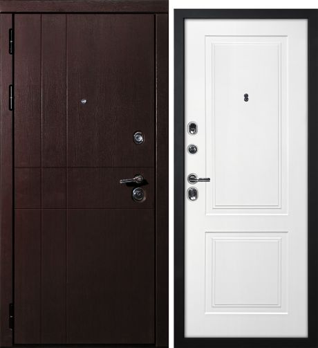 ДМ С-2 шагрень черный, замки Гардиан  (ФП-1 орех премиум/Smalta-Line 04 эмаль Белый)  860 Л