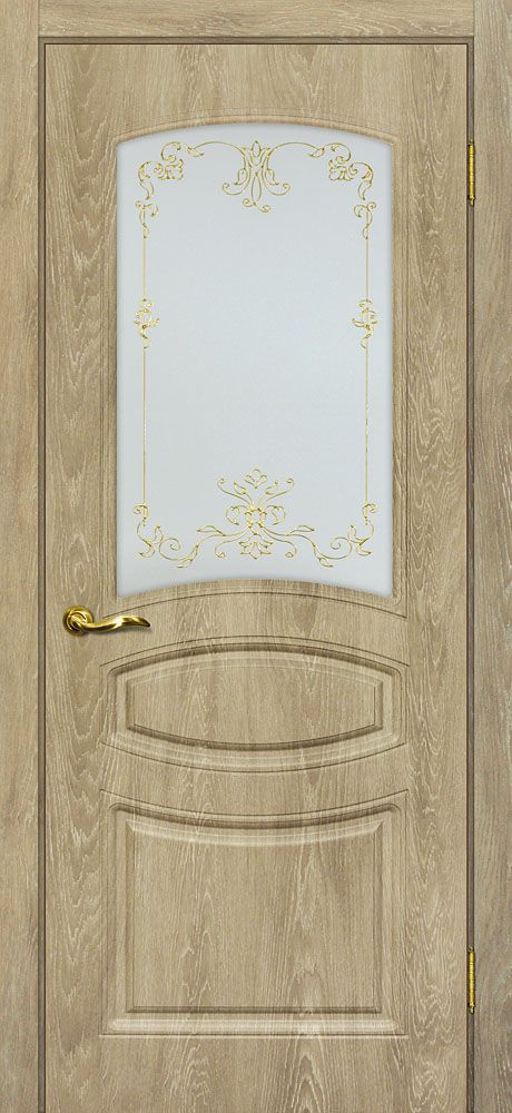 Сиена-5 шале PVC дуб песочный ДО 2000х600 стекло сатинат, контурный полимер золото