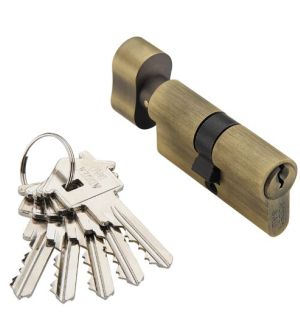 Ключевой цилиндр 60мм. 5 кл. ADDEN BAU. CYL 5-60 KNOB BRONZE (цвет БРОНЗА)