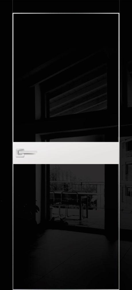 HGX-13 PET черный глянец, 600*2000 стекло белый мателак /врезка под петли и замок AGB/, 2отв.