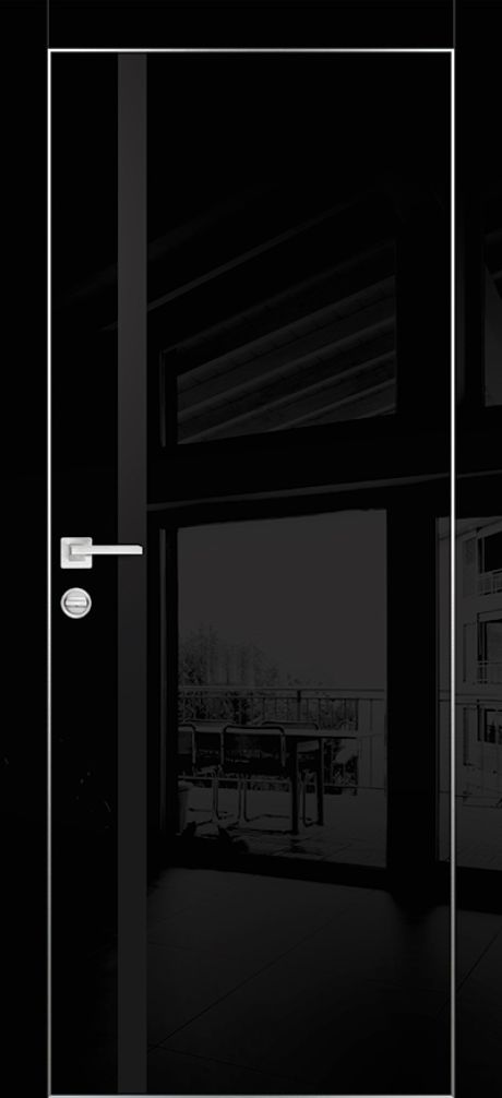 HGX-8 PET черный глянец, 700*2000 стекло черный мателак /врезка под петли и замок AGB/