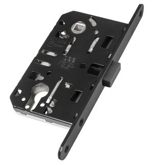 Замок AGB (АГБ) межкомнатный магнитный под цилиндр MEDIANA POLARIS B06103.50.93 (черный)без отв.пл.