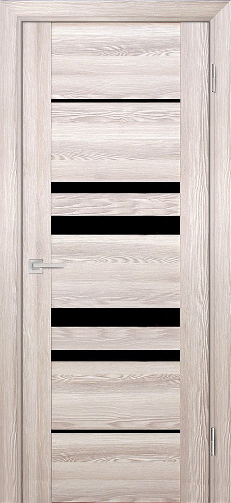 PSK-4 nanotex, ривьера крен-экрю 700*2000 стекло Черный лакобель