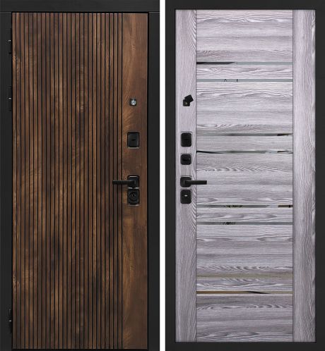 ДМ Лофт-1 муар черн,замкиKale,налич.ЧЕРН.ШАГР(Вертик.Дуб коньяк/PSK-1 Ривьера грей зерк.тон.)  960ПР